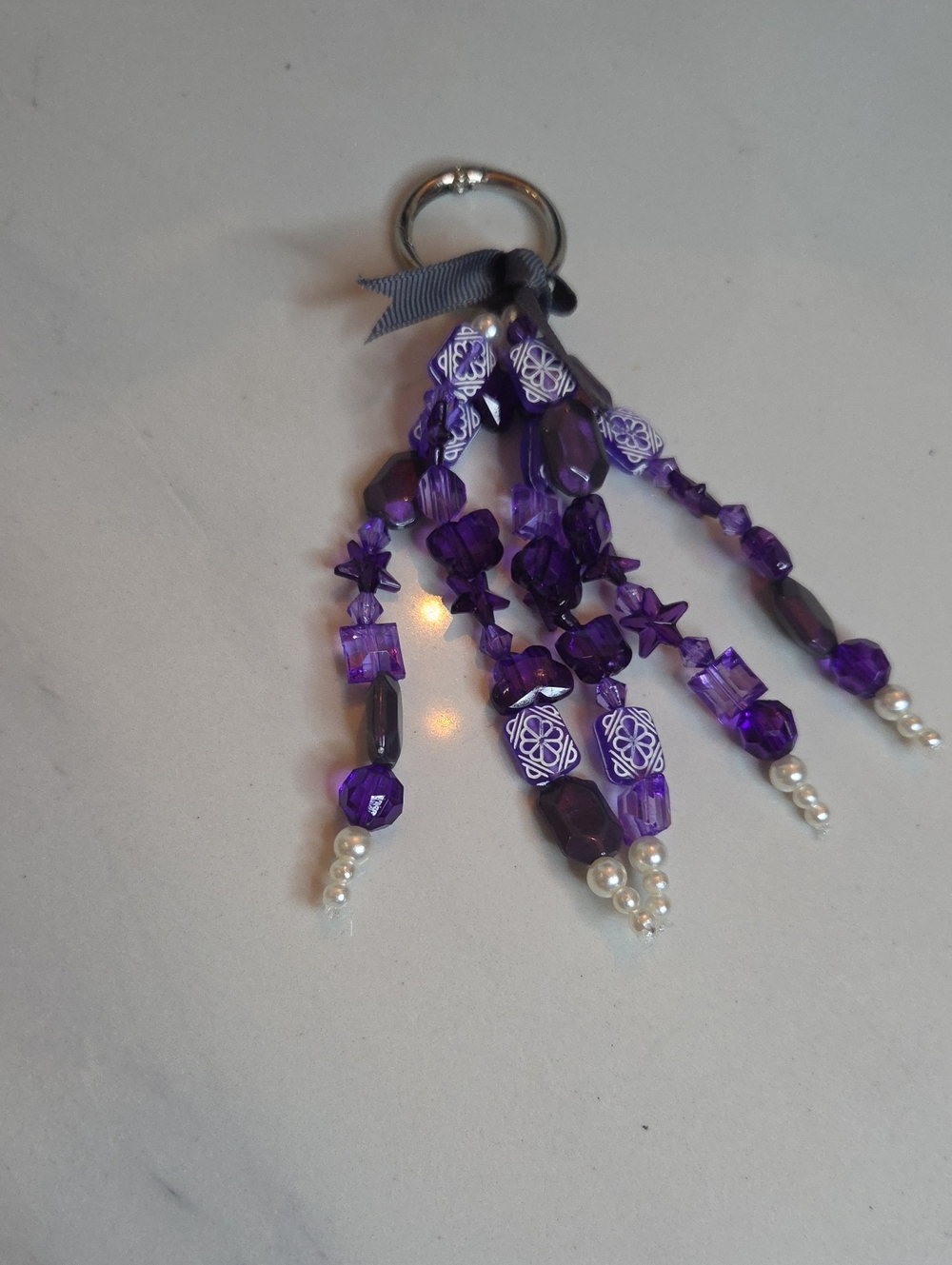 Purple Beaded Tassel Bag Charm